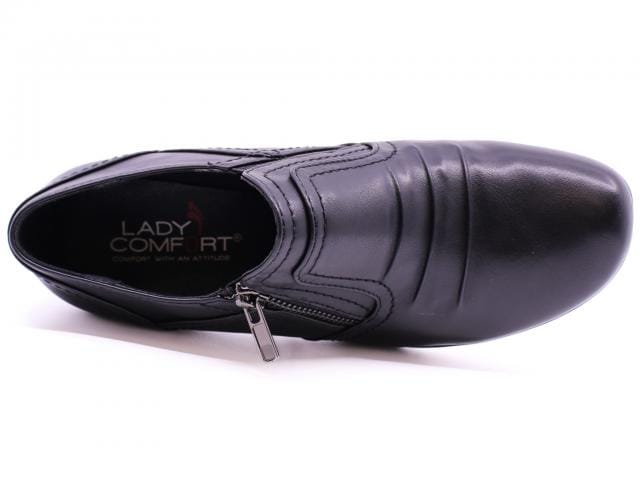 Lady Comfort Women's Noelle 02 Zip Heeled Loafers- Black - Image 3