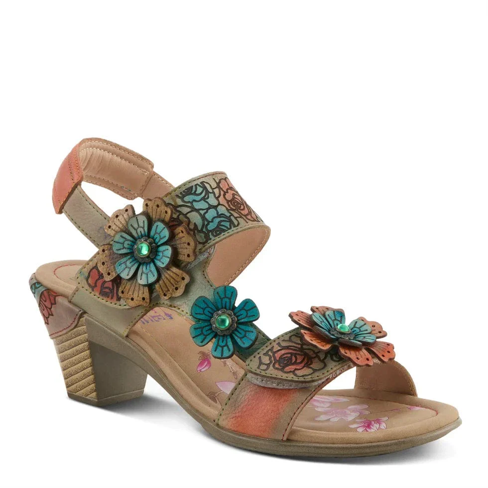 L'Artiste Women's Salira Heeled Sandals- Grey Multi