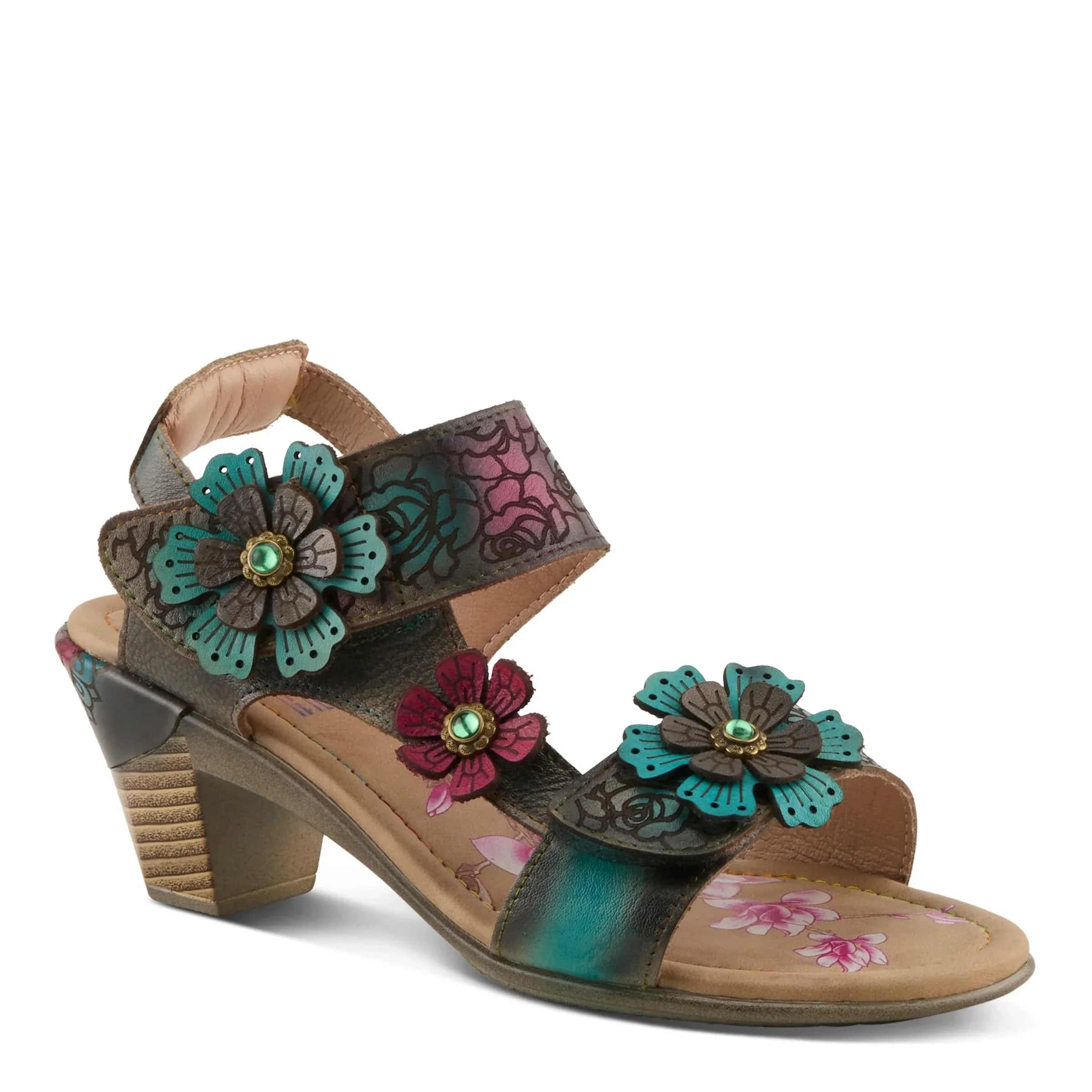 L'Artiste Women's Salira Heeled Sandals- Turquoise Multi