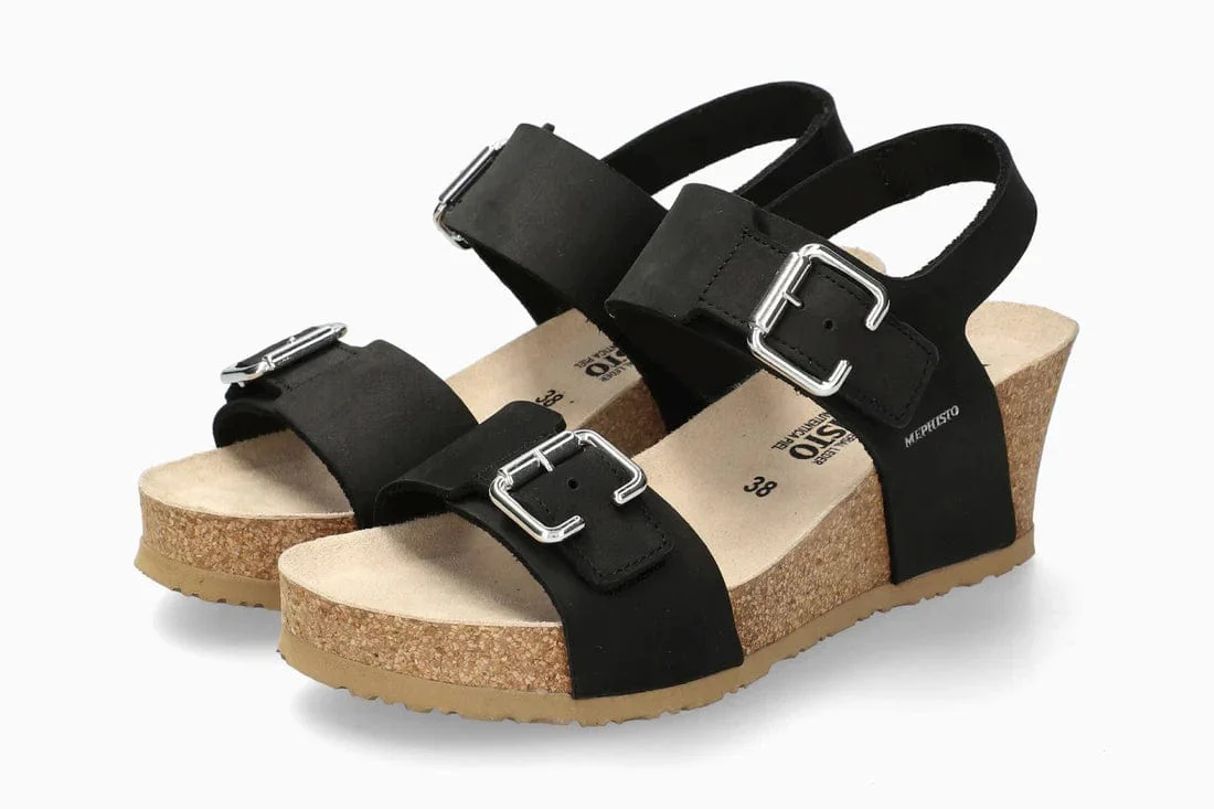 Mephisto Women's Lissandra Wedge Sandals- Black - Image 3