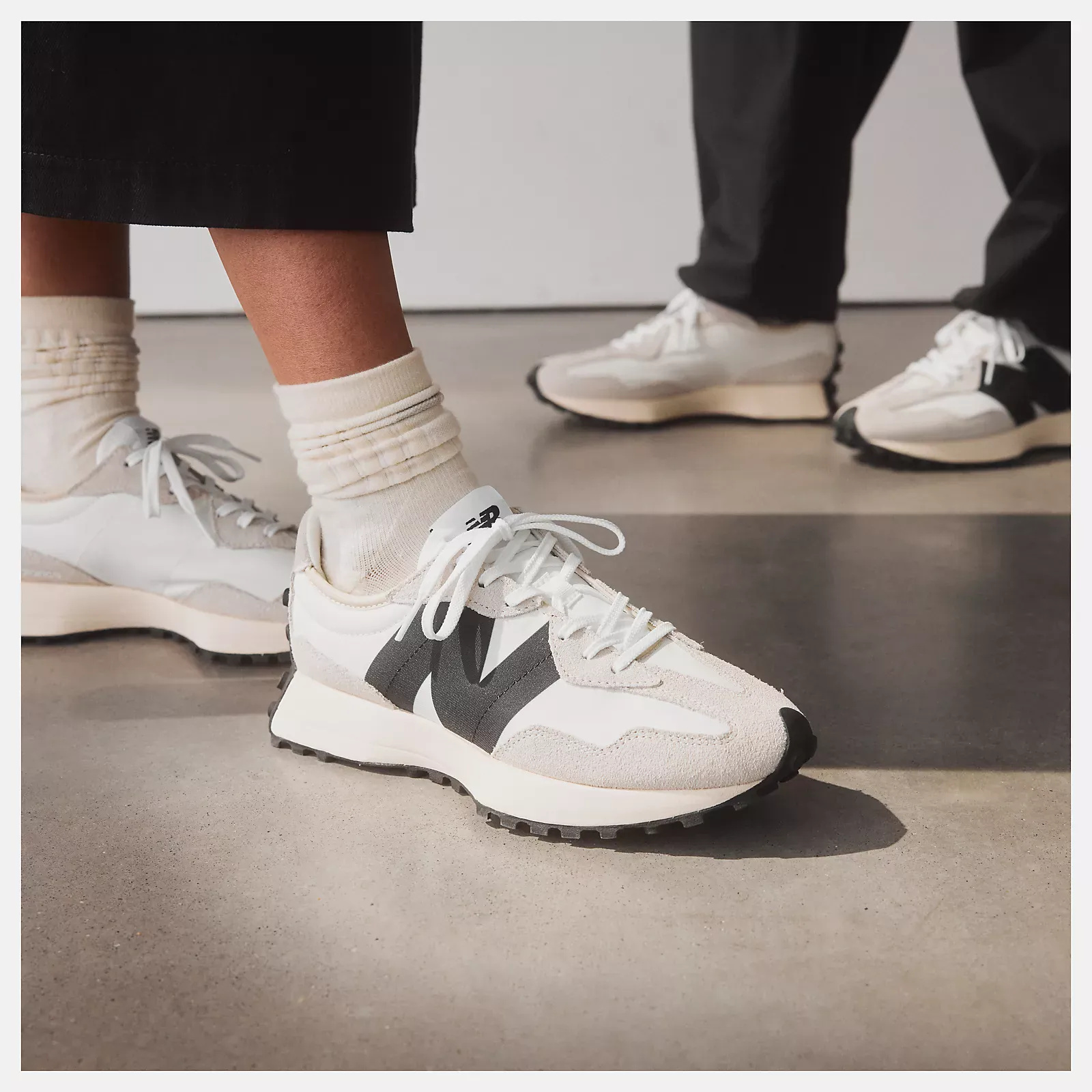 New Balance Women's 327 Sneaker- White/Black - Image 5