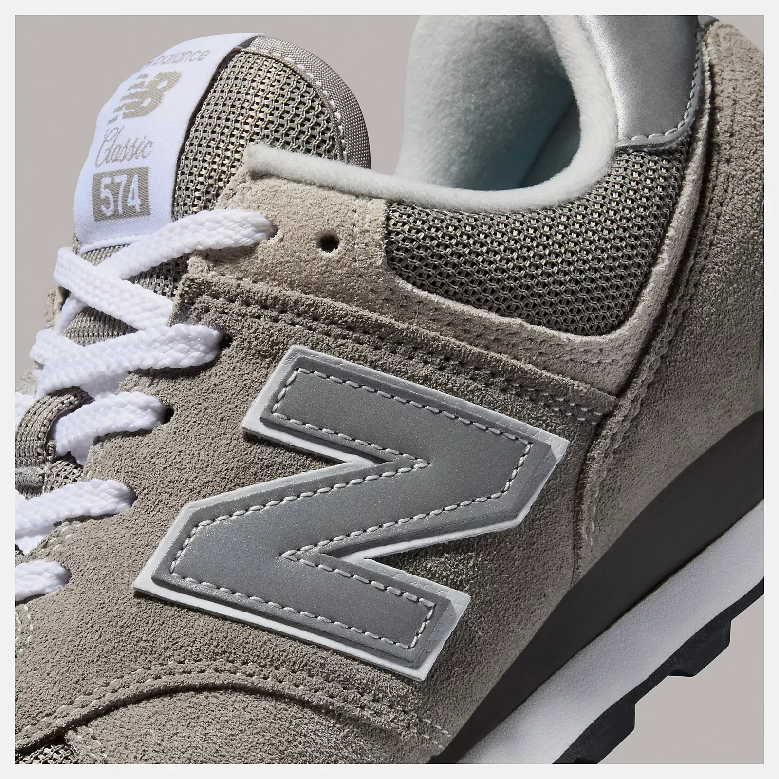 New Balance Men's 574 Classic Sneakers- Grey/White - Image 5