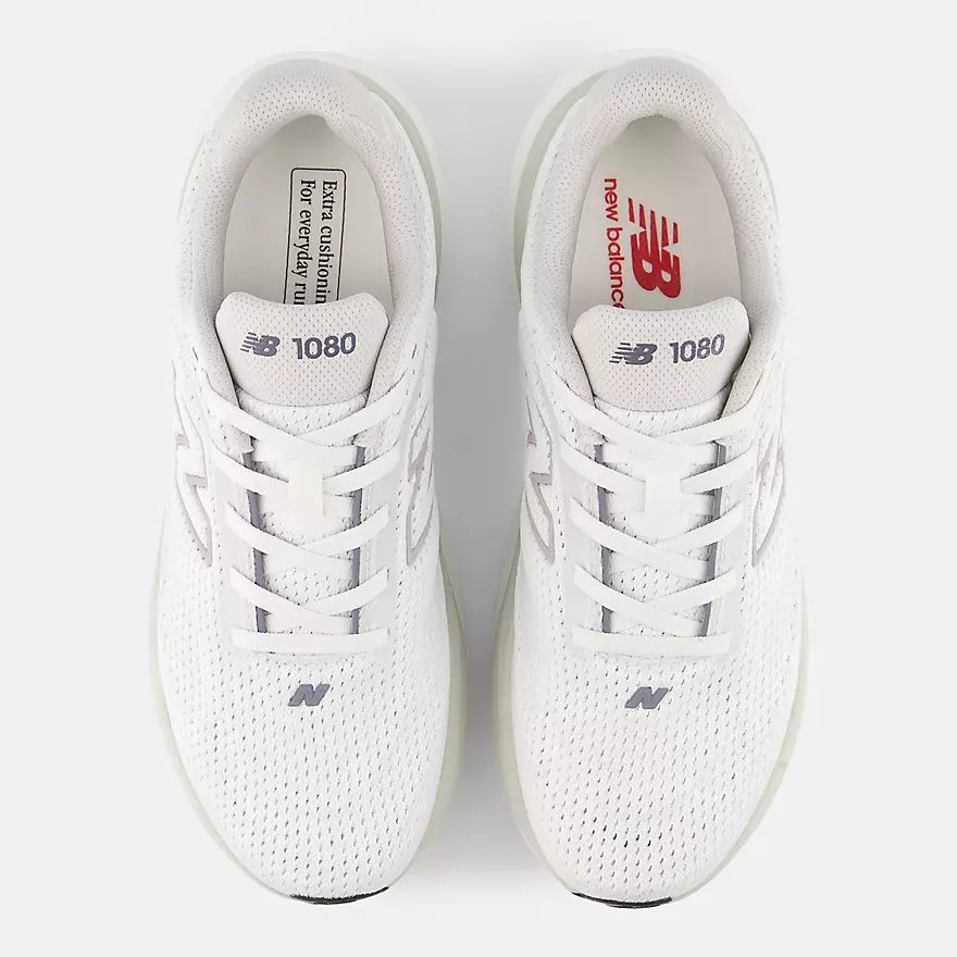 New Balance Women's 1080v15 Running Shoes- White/ Truffle Salt - Image 4