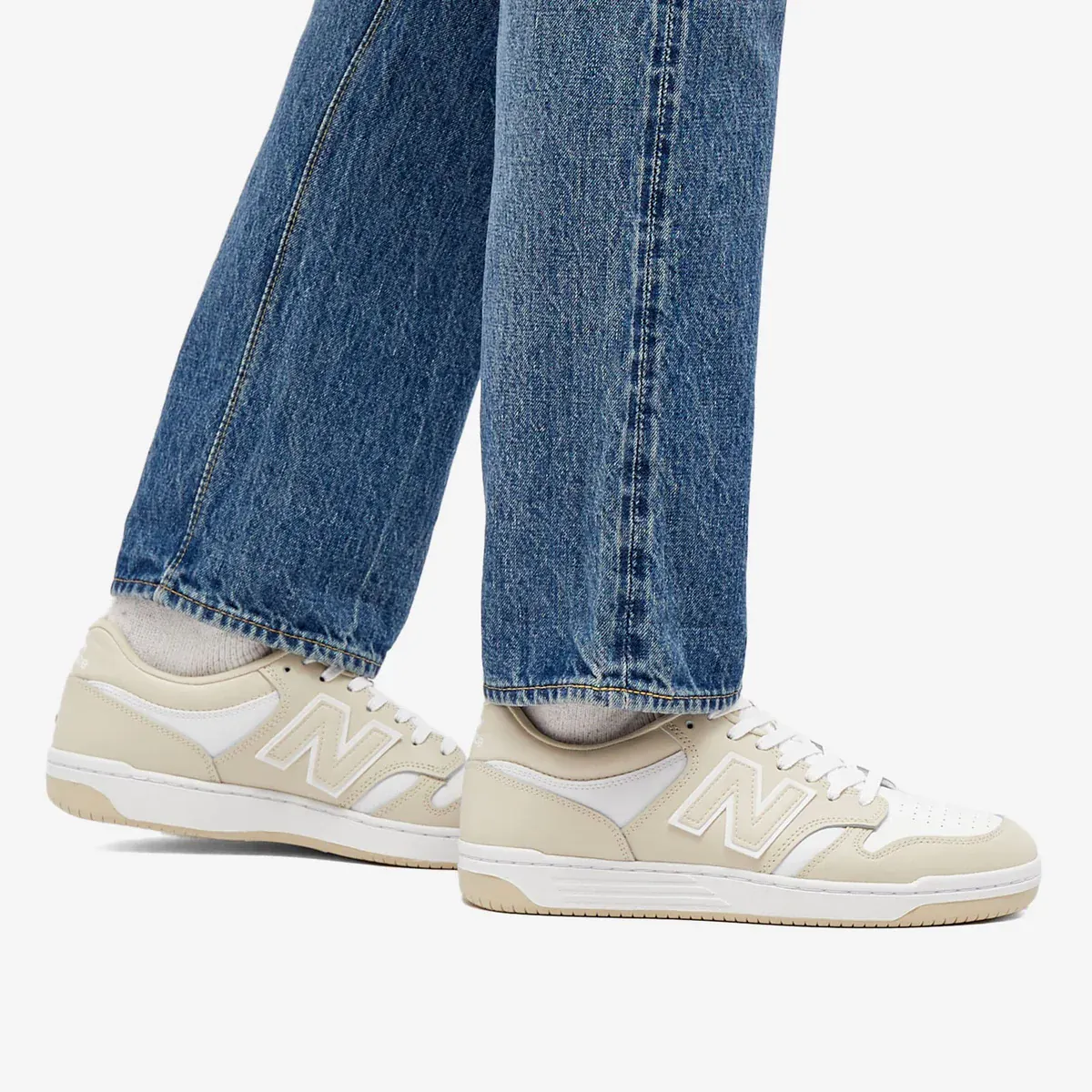 New Balance Unisex 480 Sneakers- Cream/White - Image 7