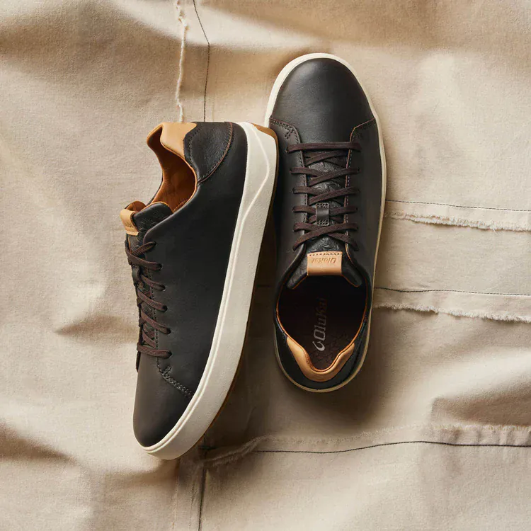 OluKai Men's Lae'ahi Li'Ili Leather Sneakers- Dark Java - Image 7