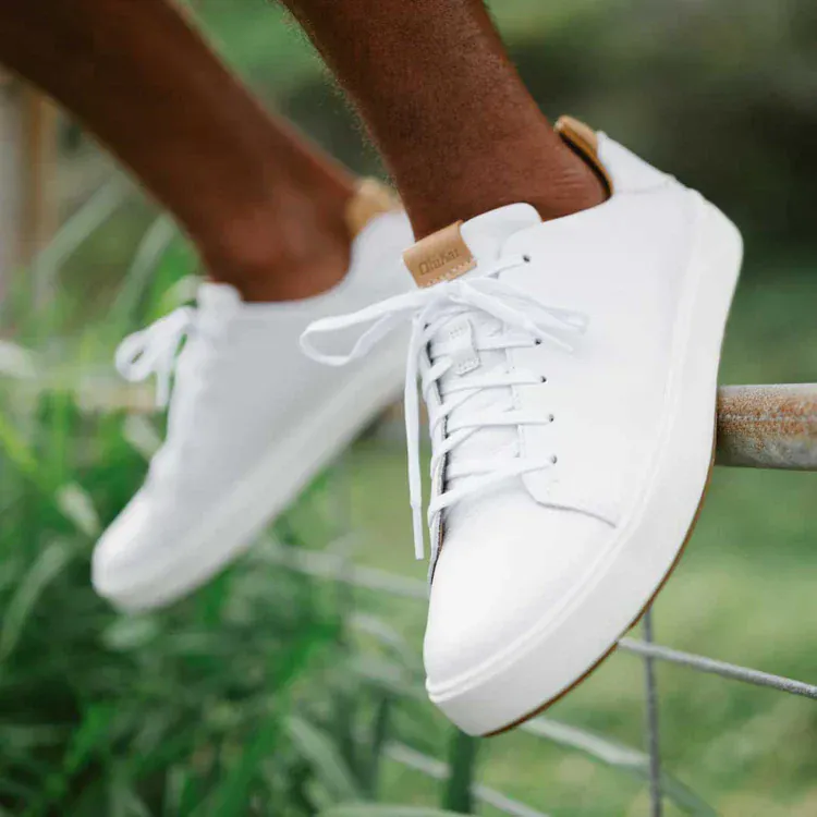 OluKai Men's Lae'ahi Li'Ili Leather Sneakers- Bright White - Image 2
