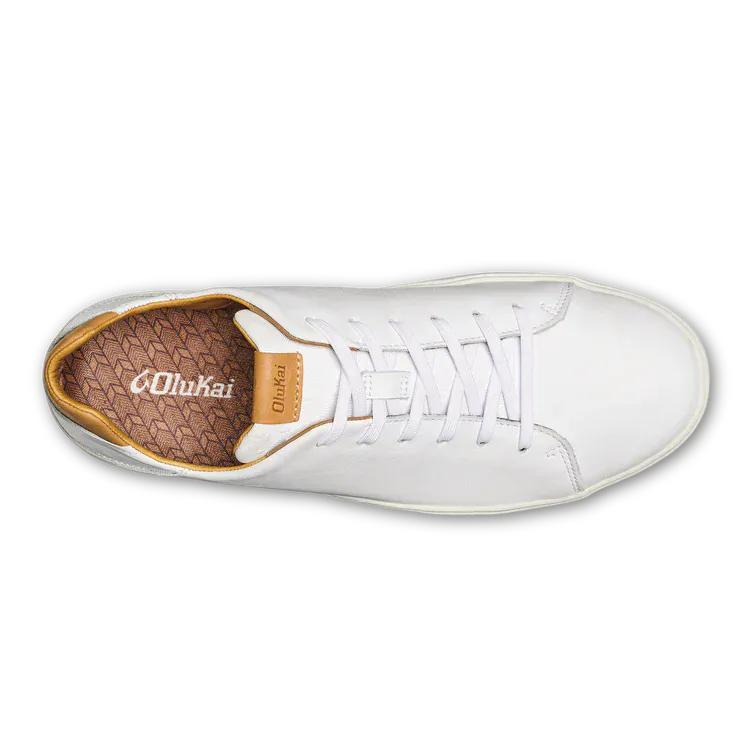 OluKai Men's Lae'ahi Li'Ili Leather Sneakers- Bright White - Image 5