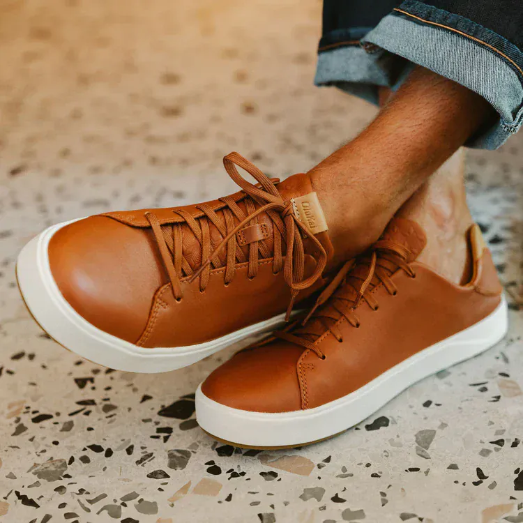OluKai Men's Lae'ahi Li'Ili Leather Sneakers- Kukui Brown - Image 2