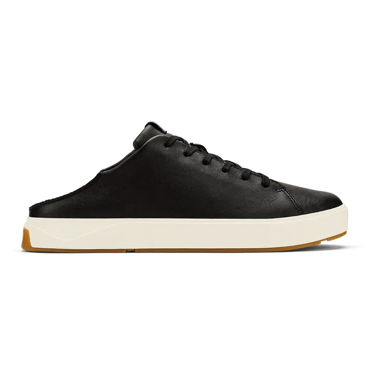 OluKai Men's Lae'ahi Li'Ili Leather Sneakers- Onyx/ Onyx - Image 2