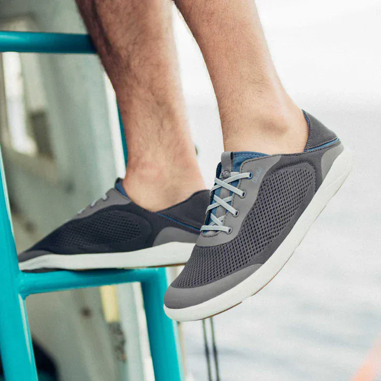 OluKai Men's Moku Pae Slip Ons- Pavement/Vintage Blue - Image 2