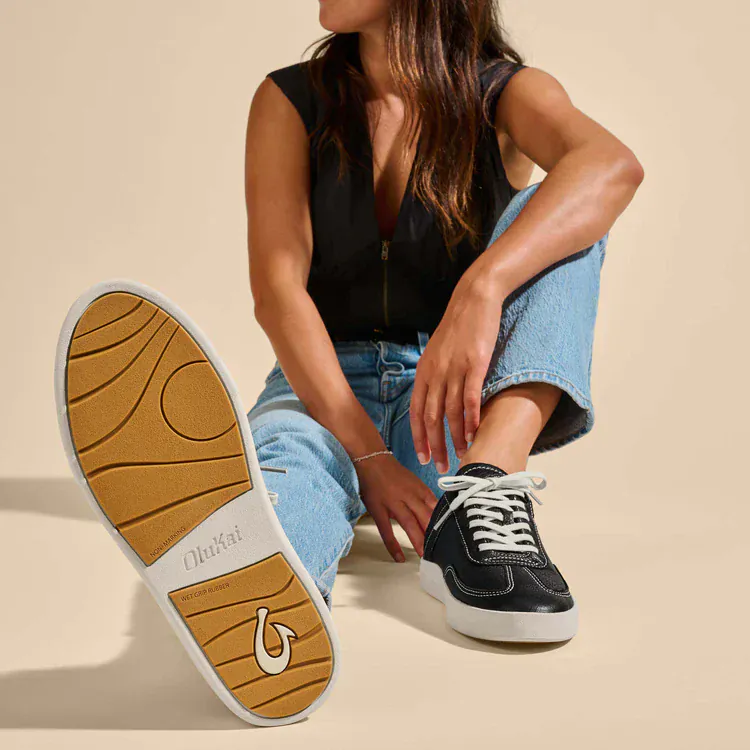Olukai Women's Ha'upu Leather Sneakers- Onyx - Image 6