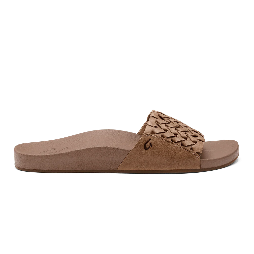 Olukai Women's Kamola Leather Slides- Tan