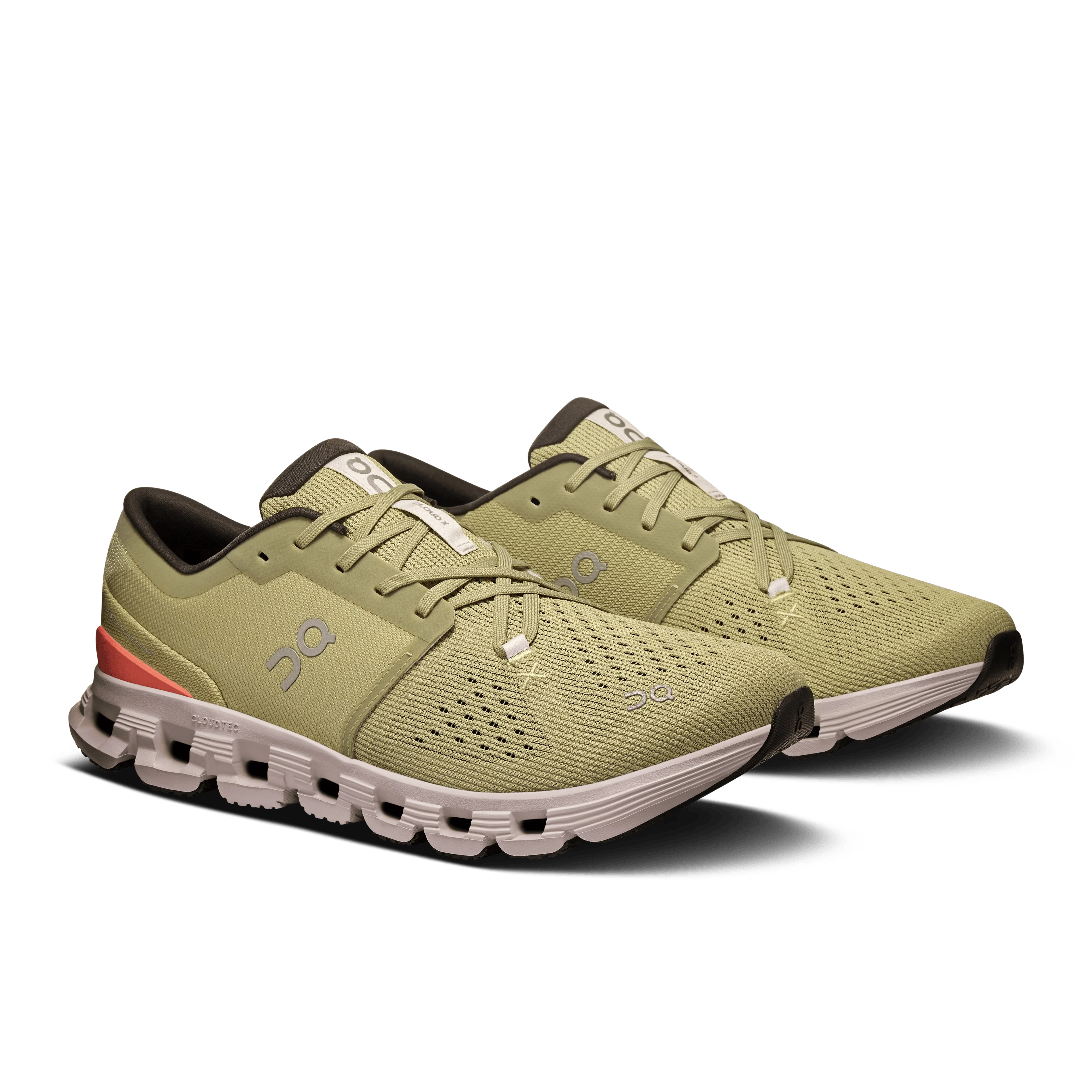 On Cloud Men's Cloud X4 Running Shoes- Caper/ Salmon - Image 6
