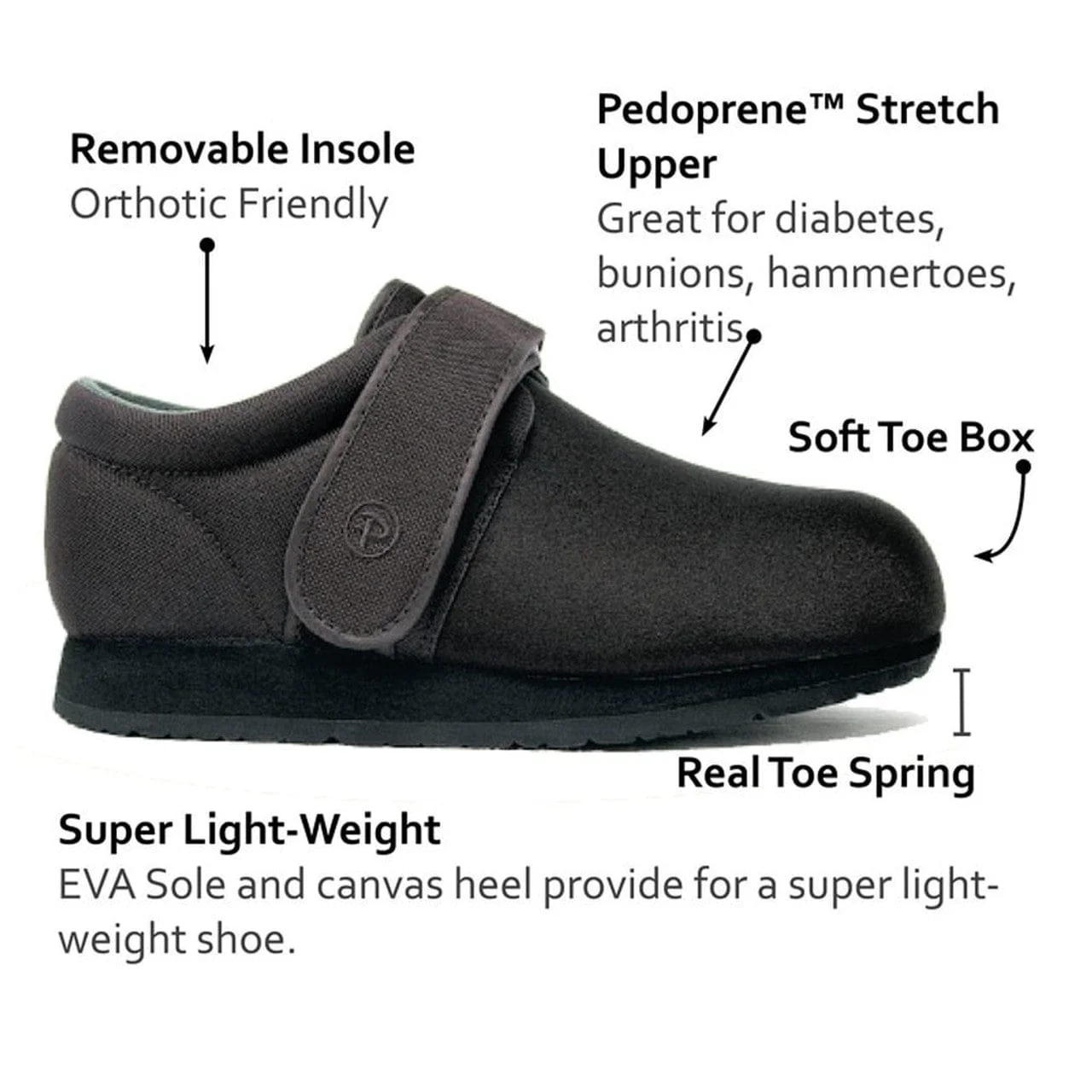 Pedors Unisex Classic PED 600 Stretch Orthopedic Shoes- Black - Image 4
