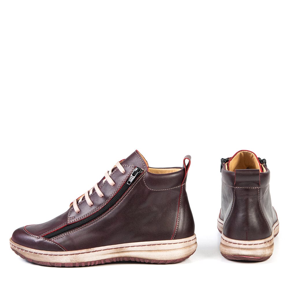 Portofino Women's Dual Zip Sneaker Boots- Burdeo - Image 3