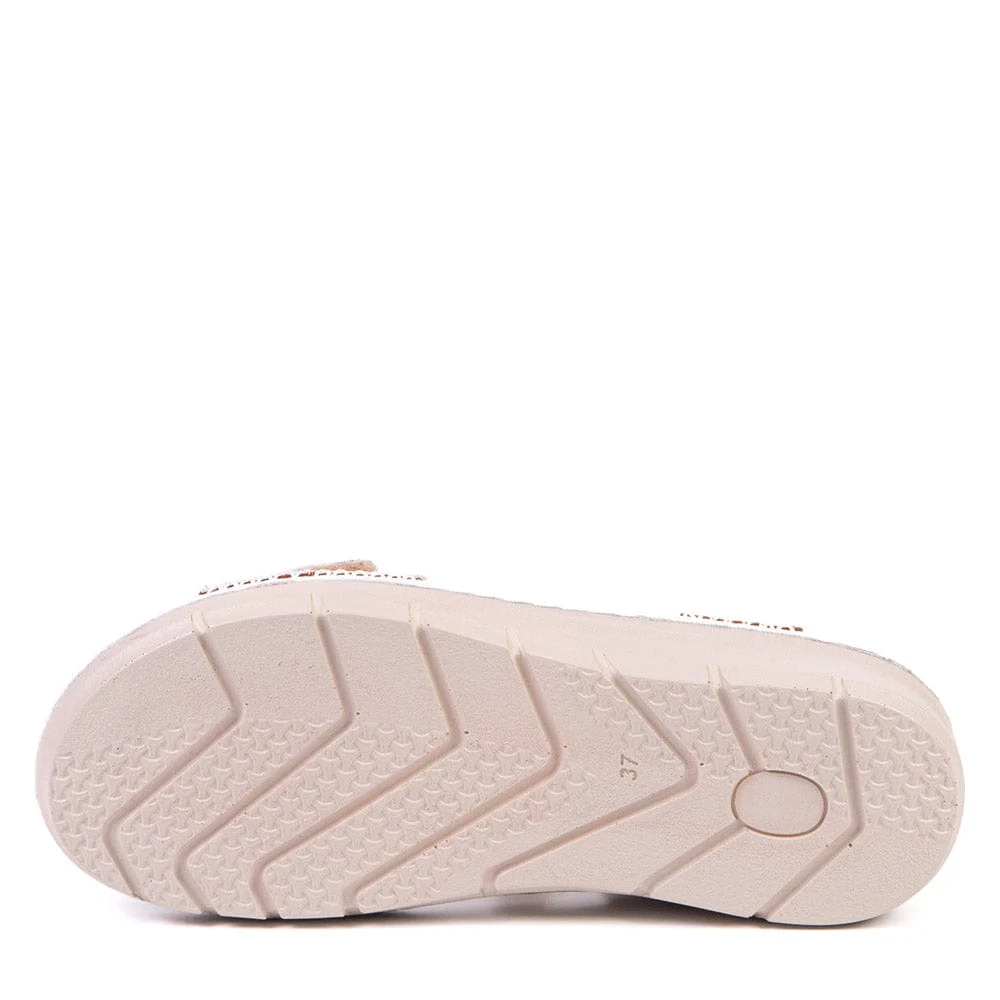 Portofino Women's Emilia Wedge Sandals- White/ Tan - Image 4