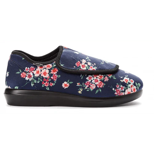Propet Women's Cush N Foot Slippers- Navy Blossom