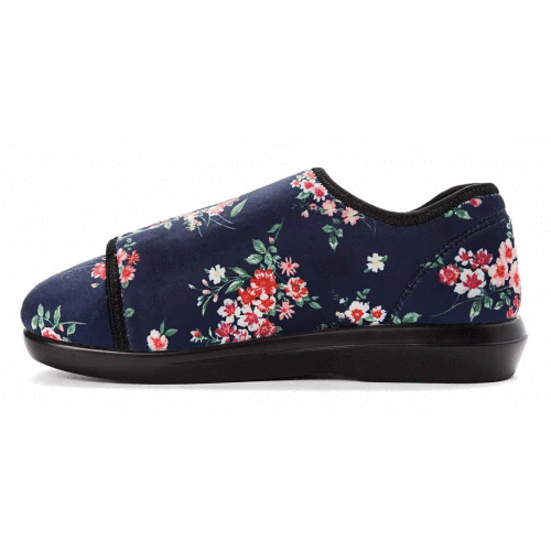 Propet Women's Cush N Foot Slippers- Navy Blossom - Image 3