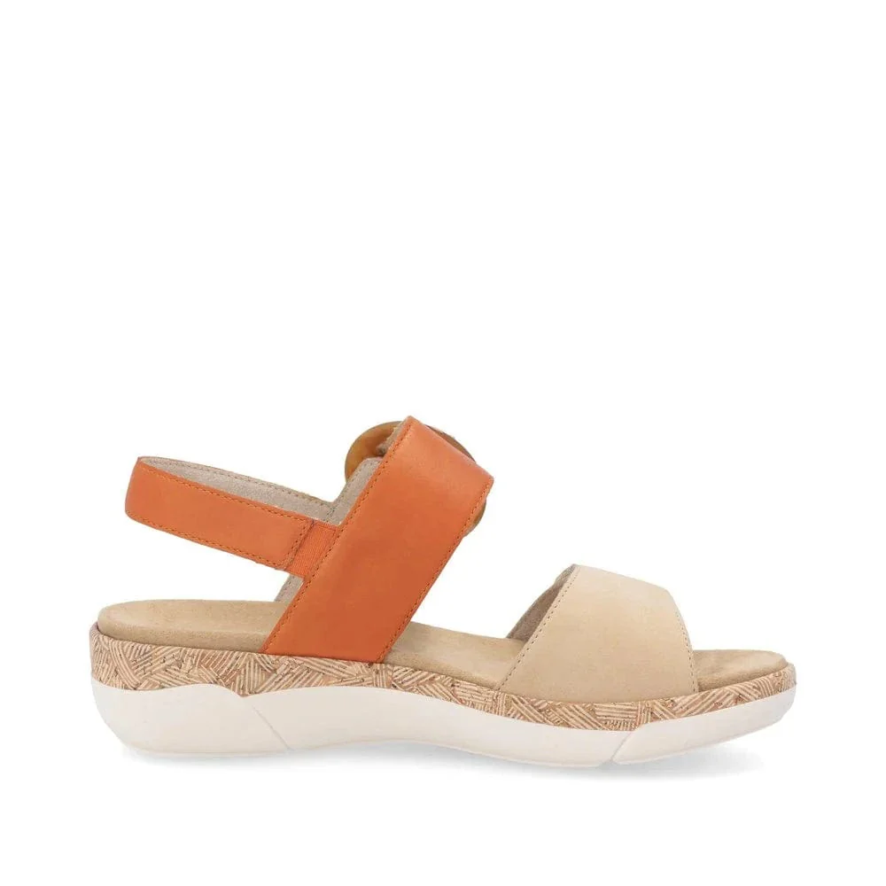 Remonte Women's R6853-39 Adjustable Sandals- Orange - Image 3