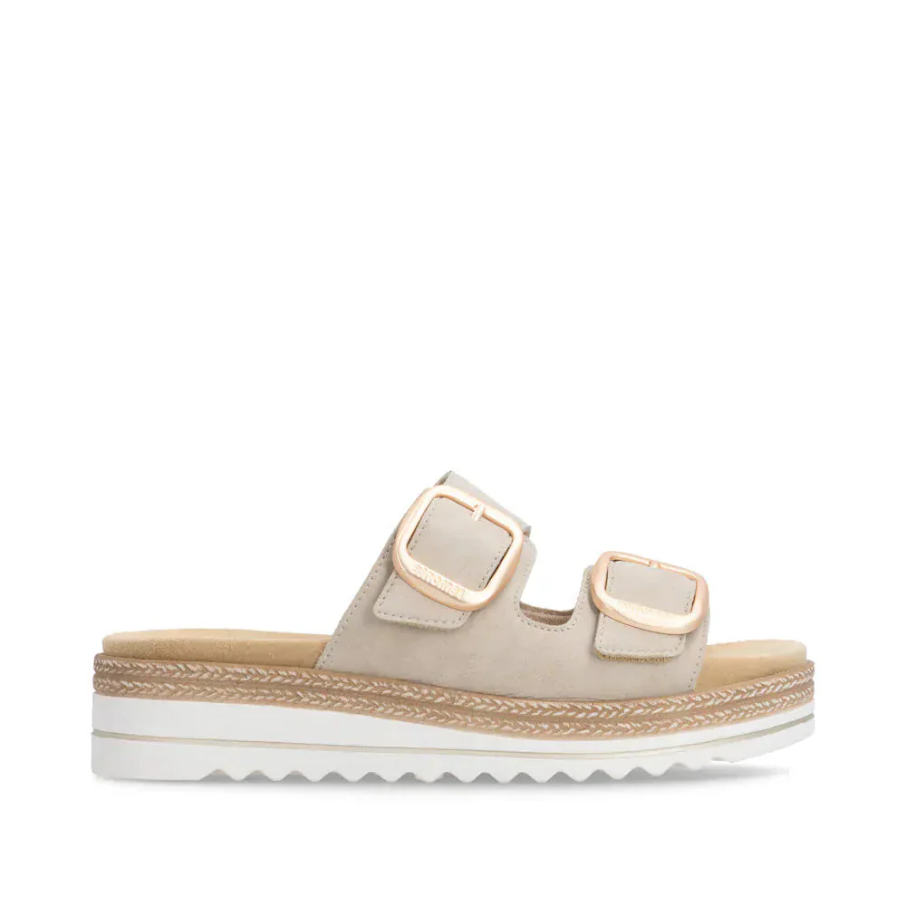Remonte Women's D0Q66-62 Wedge Slides- Beige
