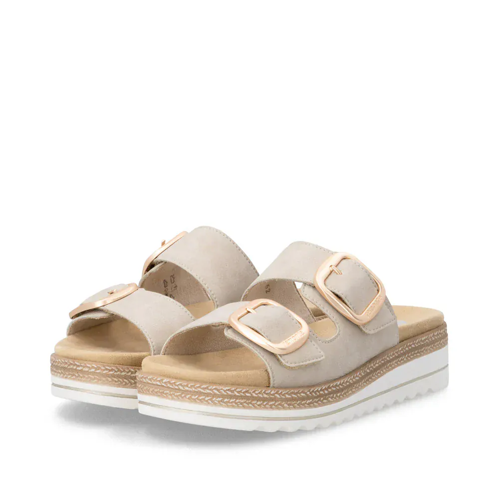 Remonte Women's D0Q66-62 Wedge Slides- Beige - Image 4