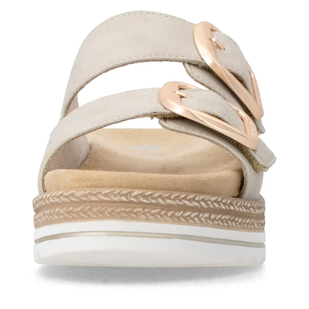 Remonte Women's D0Q66-62 Wedge Slides- Beige - Image 6