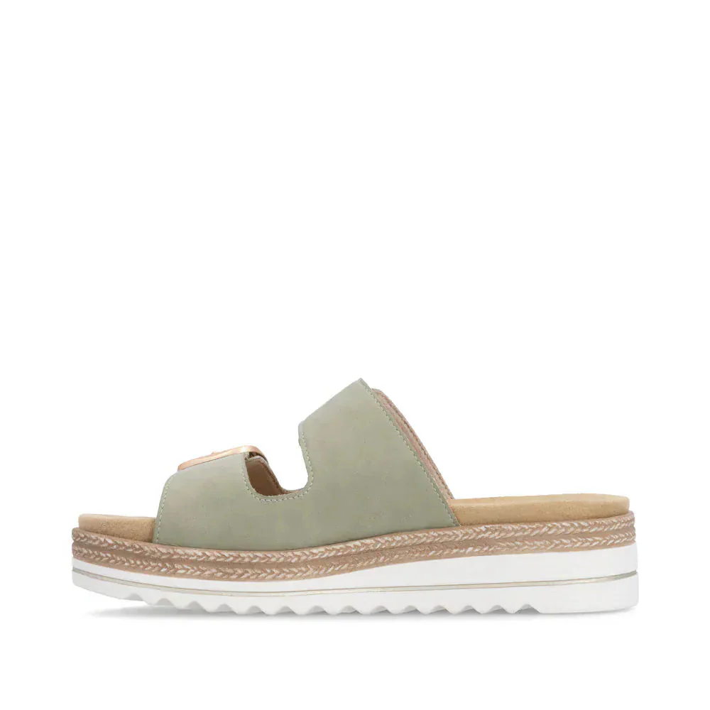 Remonte Women's D0Q66-52 Wedge Slides- Green - Image 3