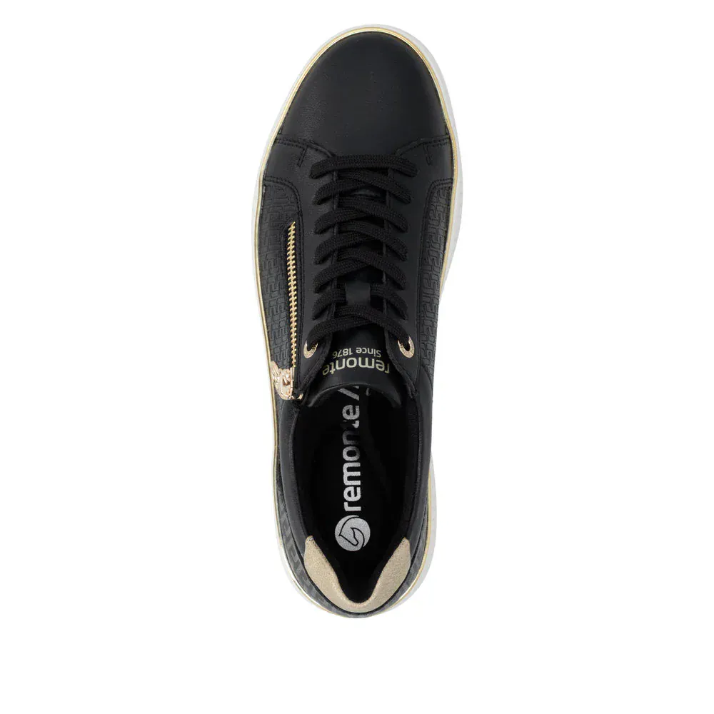 Remonte Women's D2E00-04 Zip & Lace Sneakers- Black Combi - Image 5