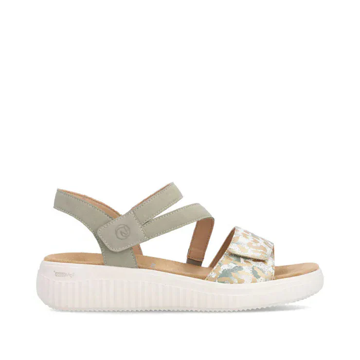 Remonte Women's D3L51-52 Light Sole Sandals- Green Combi