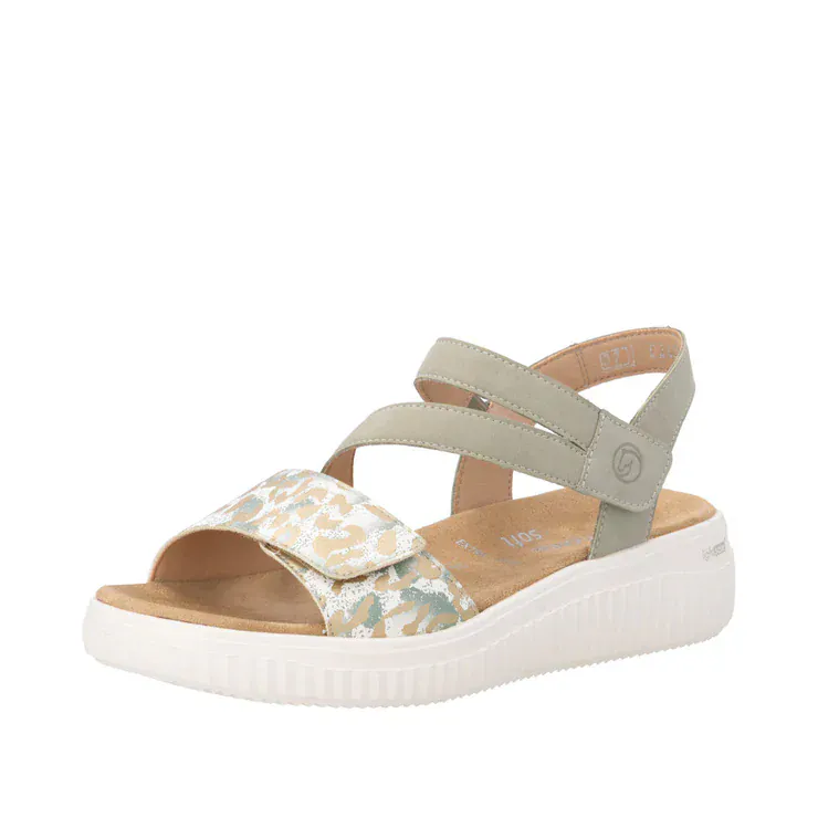 Remonte Women's D3L51-52 Light Sole Sandals- Green Combi - Image 2