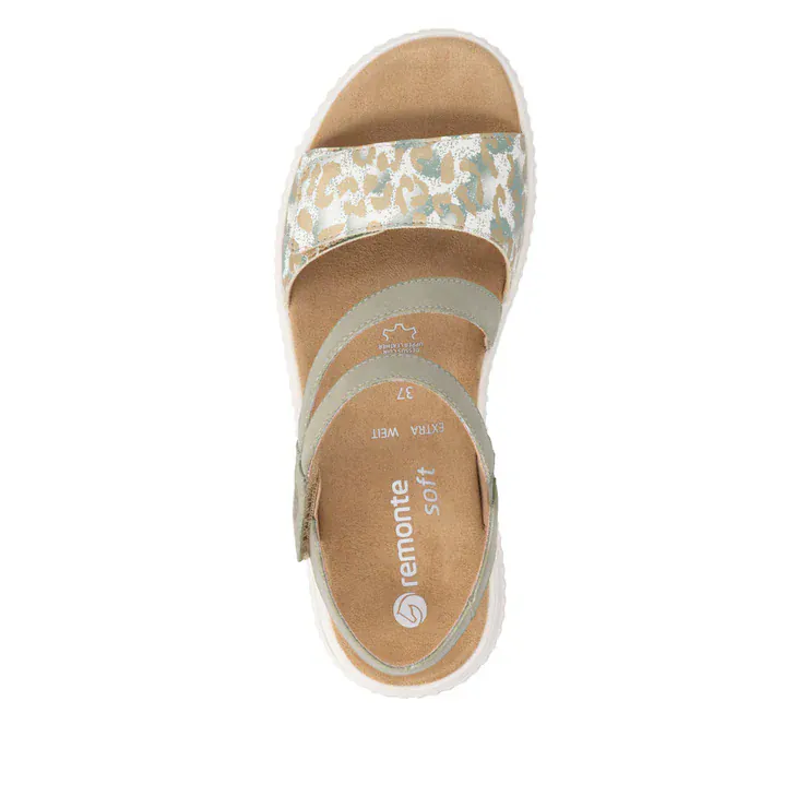 Remonte Women's D3L51-52 Light Sole Sandals- Green Combi - Image 4