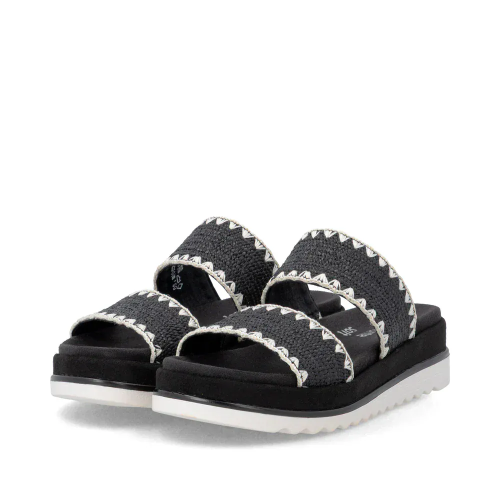 Remonte Women's D3P52-03 Lite N Soft Slip-on Sandals- Black/ Cream - Image 4