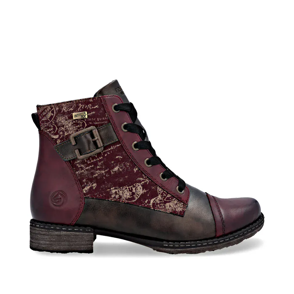 Remonte Women's D4381-35 Dress Ankle Boots- Red Combi