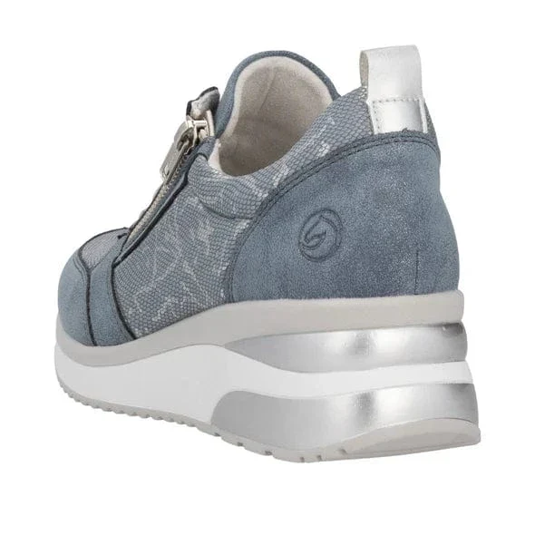 Remonte Women's D2401-11 Wedge Zip Sneakers- Blue Combi - Image 3