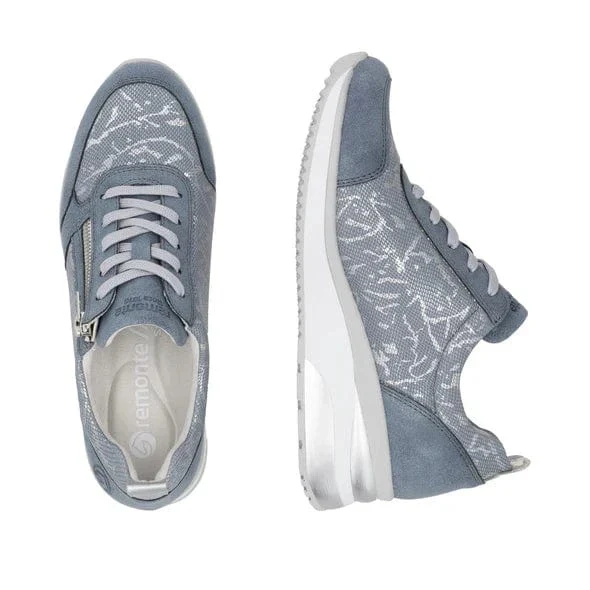 Remonte Women's D2401-11 Wedge Zip Sneakers- Blue Combi - Image 4
