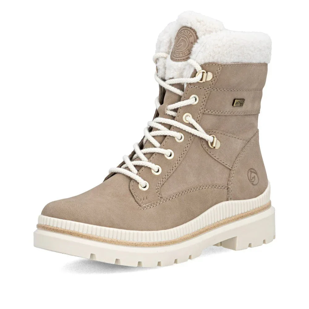 Remonte Women's D0C77-20 Mid Lace & Zip Winter Boots- Tan Combi - Image 3