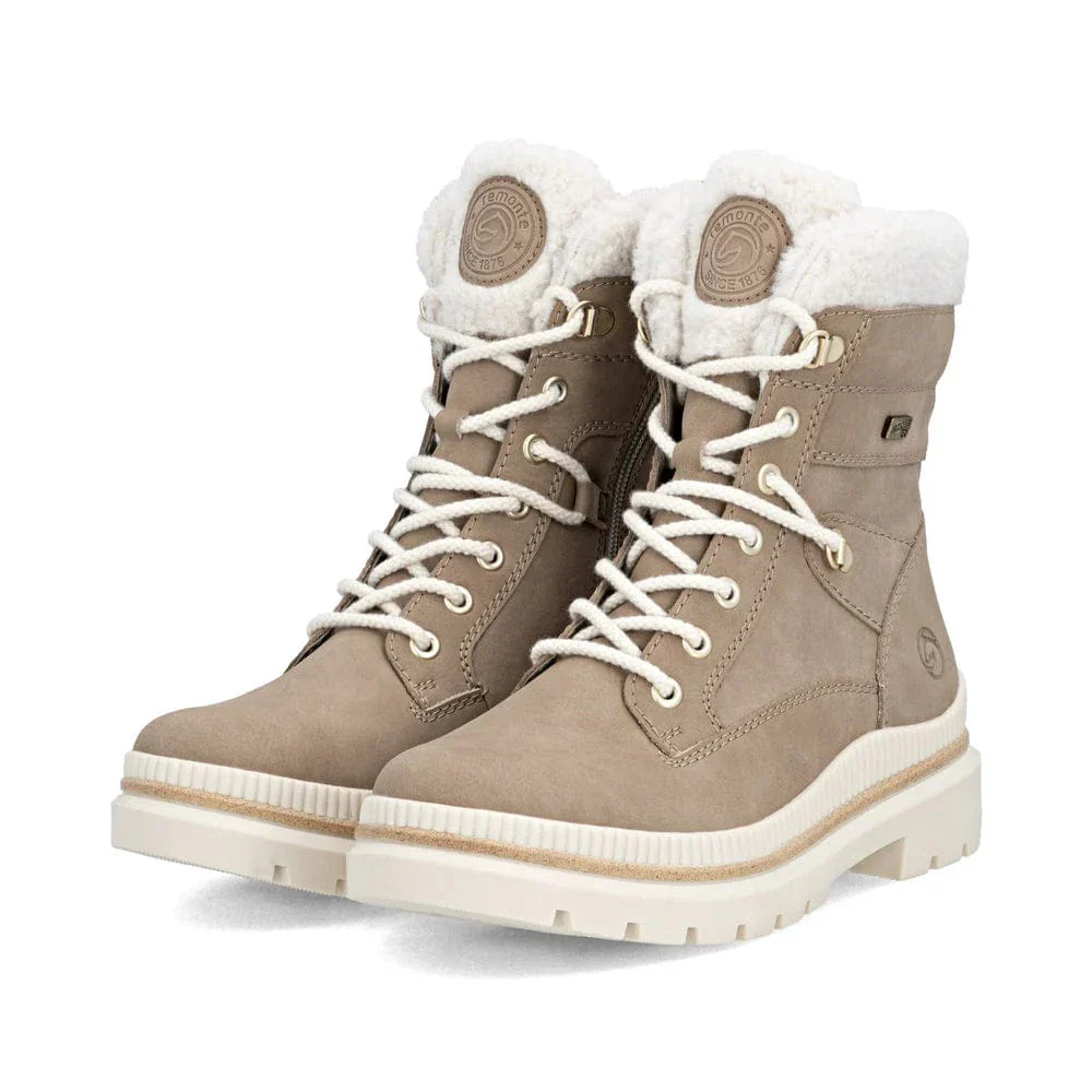 Remonte Women's D0C77-20 Mid Lace & Zip Winter Boots- Tan Combi - Image 4
