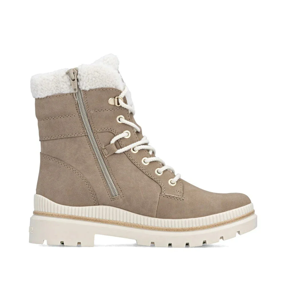 Remonte Women's D0C77-20 Mid Lace & Zip Winter Boots- Tan Combi - Image 5