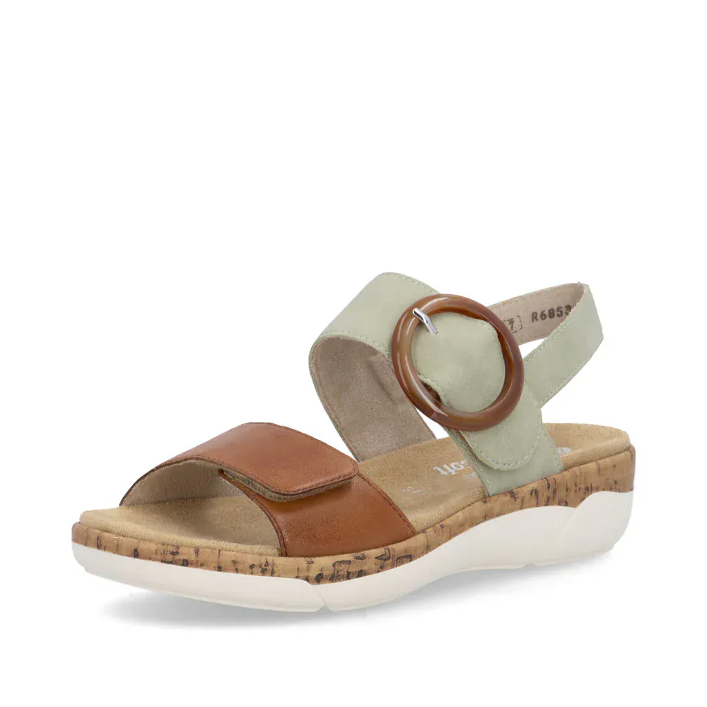 Remonte Women's R6853-24 Adjustable Sandals- Green Combi - Image 2