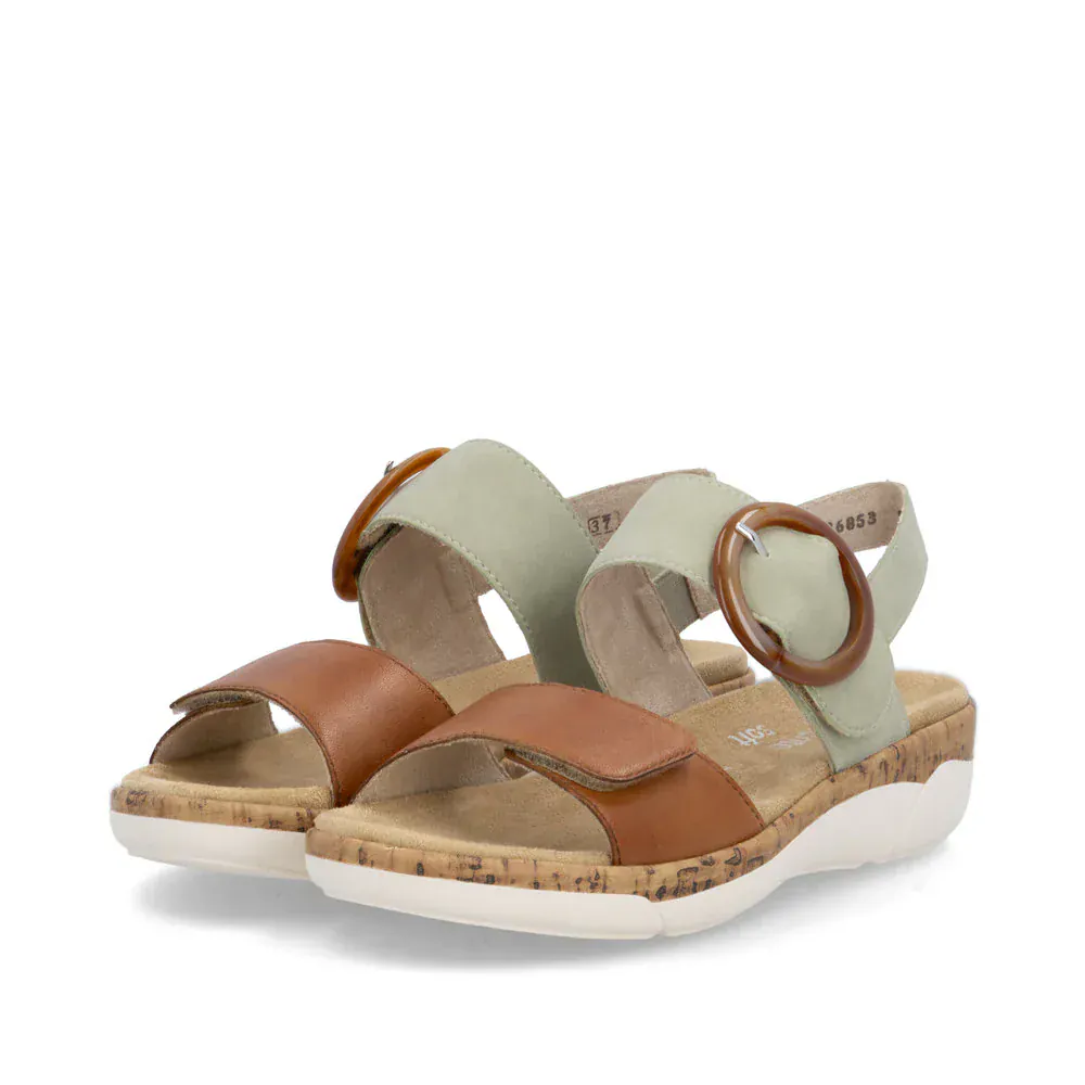 Remonte Women's R6853-24 Adjustable Sandals- Green Combi - Image 8