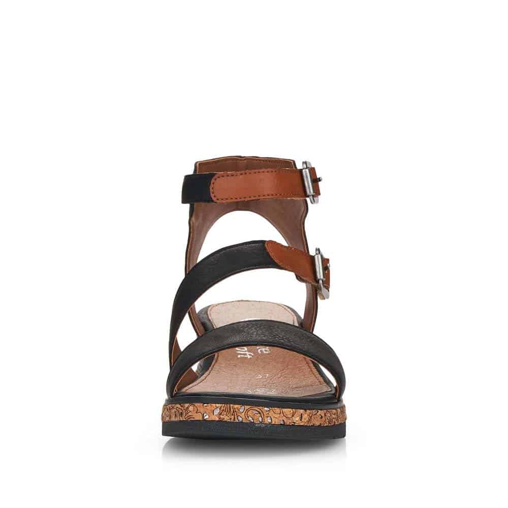 Remonte Women's D3052-01 Ankle Strap Wedge Sandals- Black - Image 5