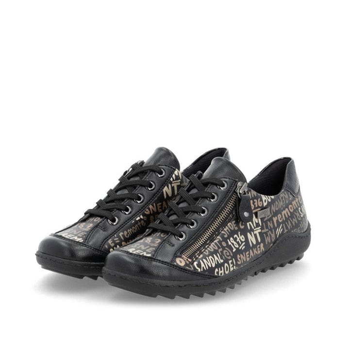 Remonte Women's R1402-09 Lace & Zip Sneakers- Black Writing - Image 5