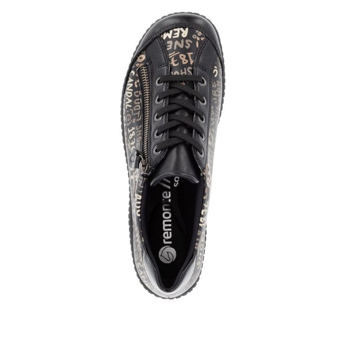 Remonte Women's R1402-09 Lace & Zip Sneakers- Black Writing - Image 7