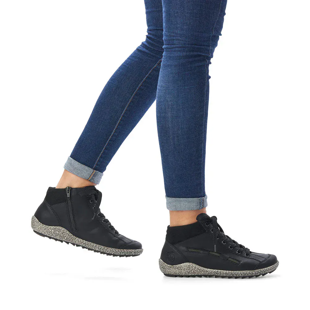 Rieker Women's L7543-00 Lace & Zip Ankle Boots- Black - Image 7