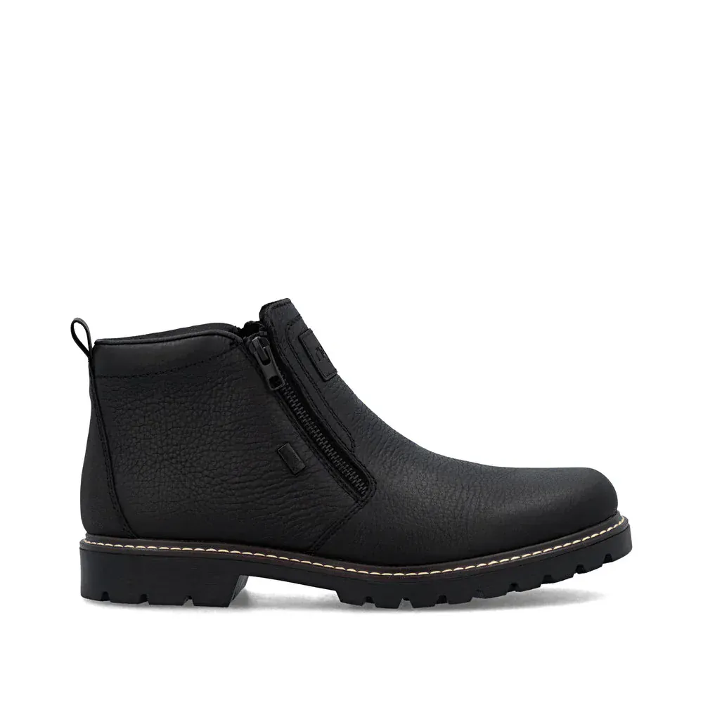 Rieker Men's 39871-00 Dual Zip Low Winter Boots- Black