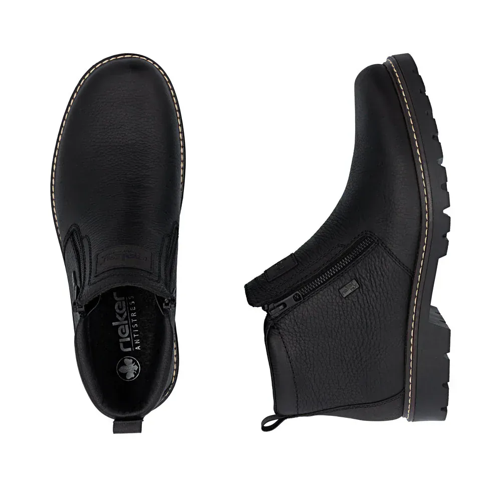 Rieker Men's 39871-00 Dual Zip Low Winter Boots- Black - Image 10