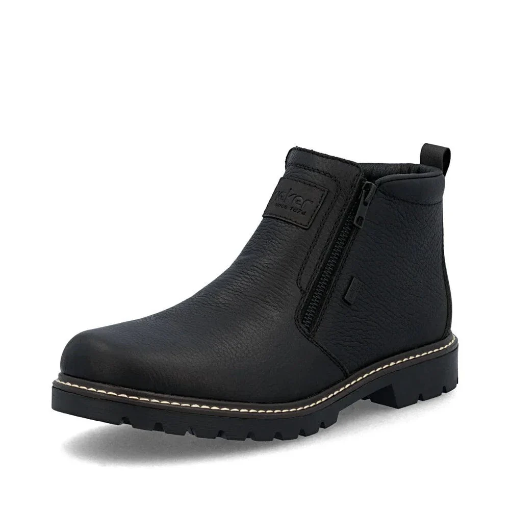 Rieker Men's 39871-00 Dual Zip Low Winter Boots- Black - Image 3