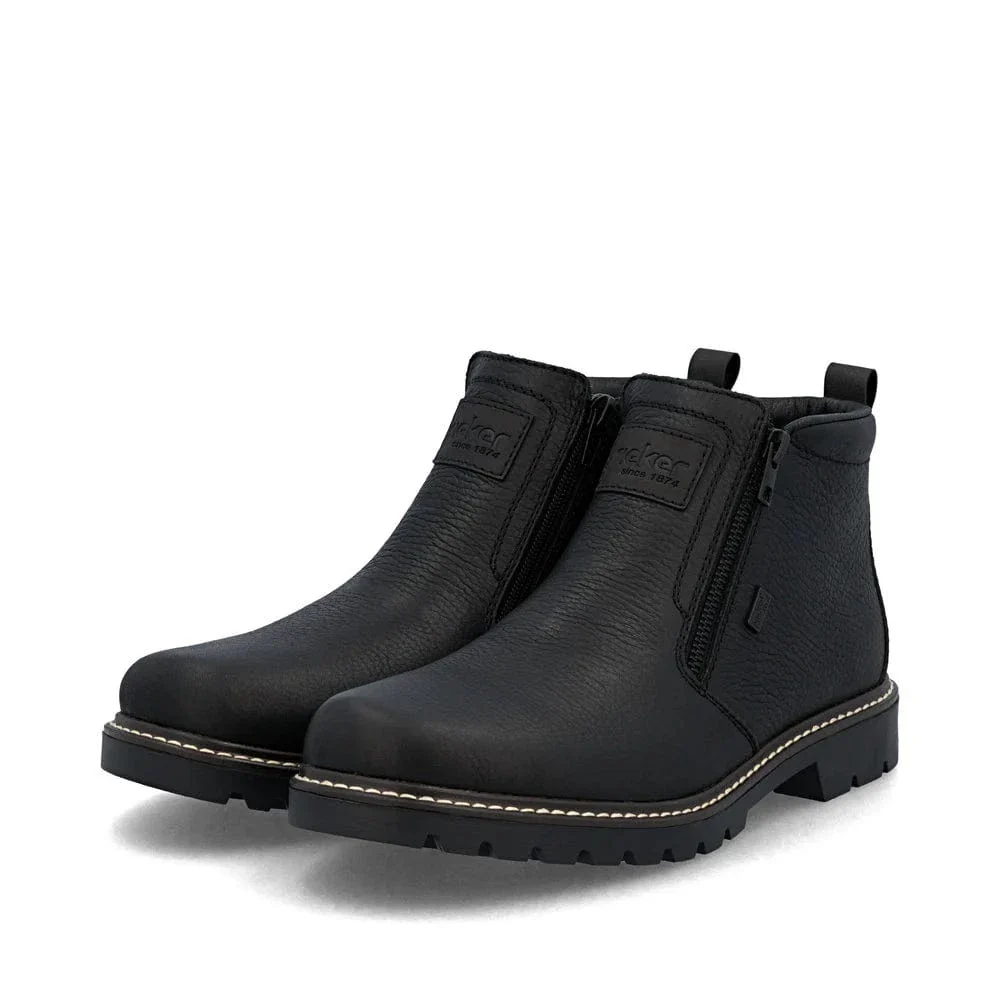 Rieker Men's 39871-00 Dual Zip Low Winter Boots- Black - Image 5