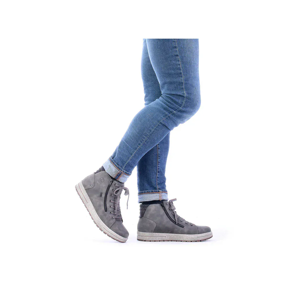 Rieker Men's 30721-45 High Top Sneaker Boots- Grey - Image 9