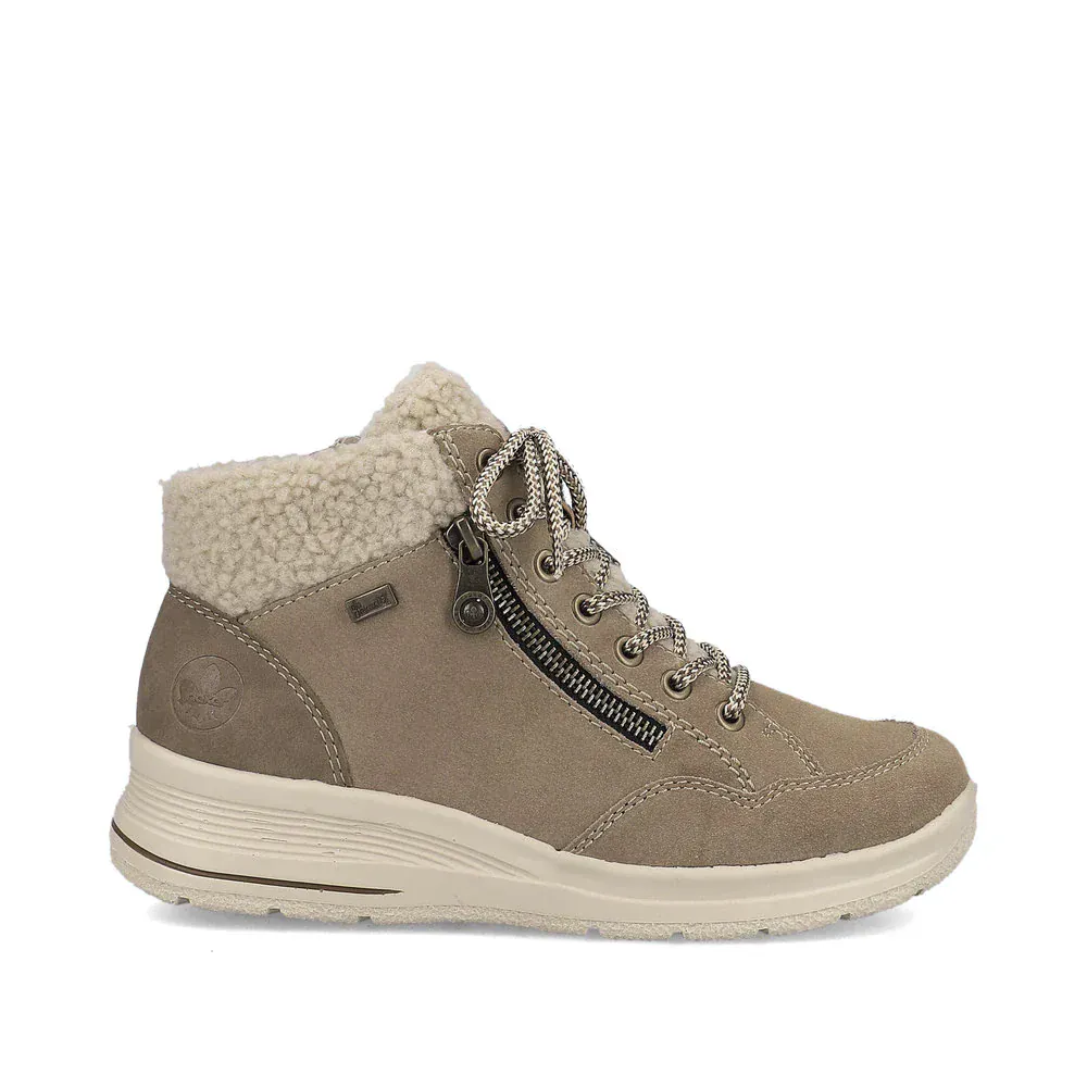 Rieker Women's L7701-24 Lace & Zip Ankle Boots- Tan